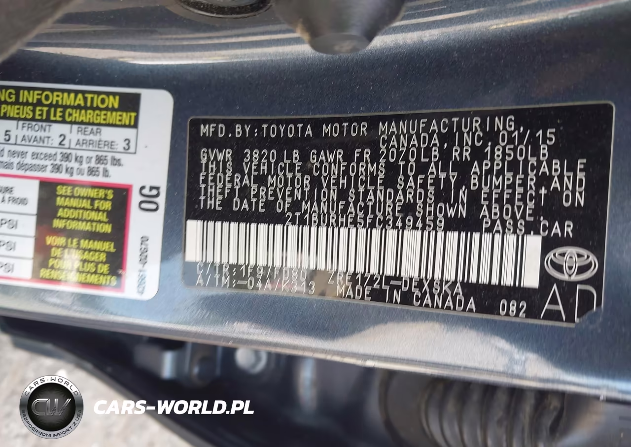 2015 Toyota Corolla S VIN:2T1BURHE5FC349459 - 9