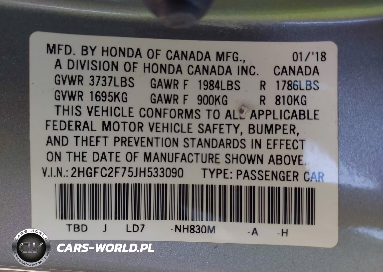 2018 Honda Civic Ex VIN:2HGFC2F75JH533090 - 9
