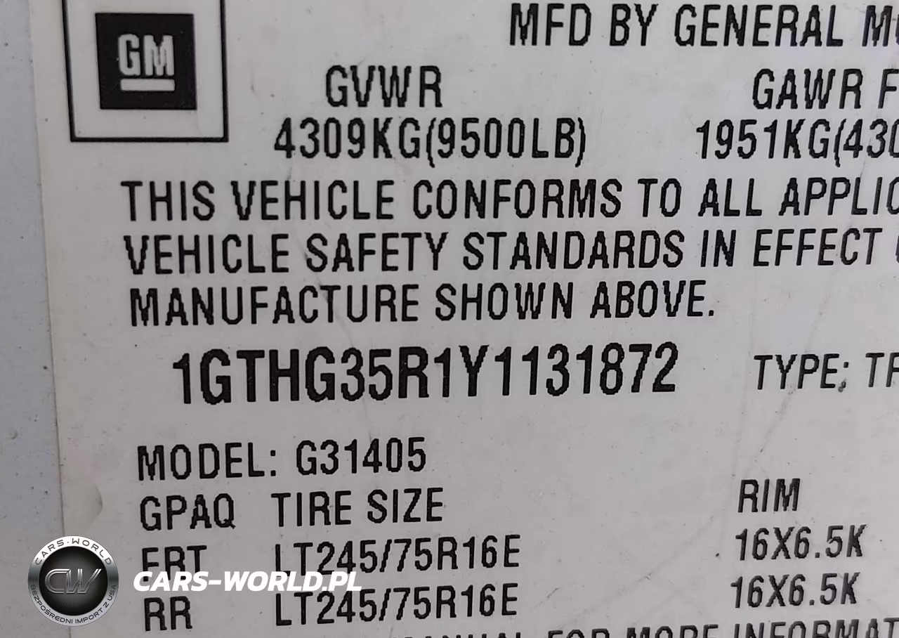 2000 GMC Savana Standard VIN:1GTHG35R1Y1131872 - 9