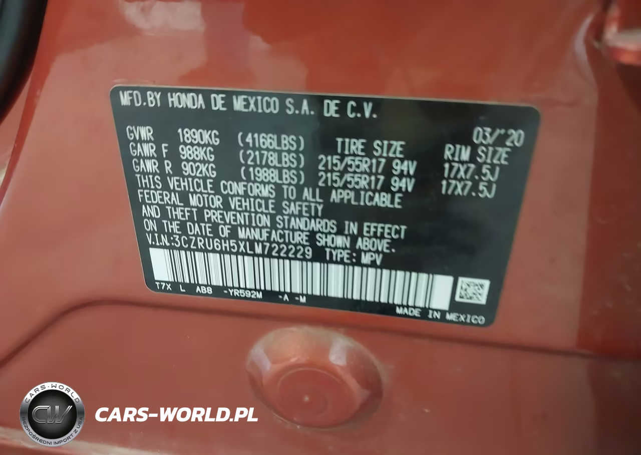 2020 Honda Hr-V Ex VIN:3CZRU6H5XLM722229 - 9