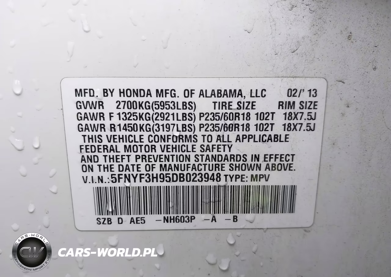 2013 Honda Pilot Touring VIN:5FNYF3H95DB023948 - 9