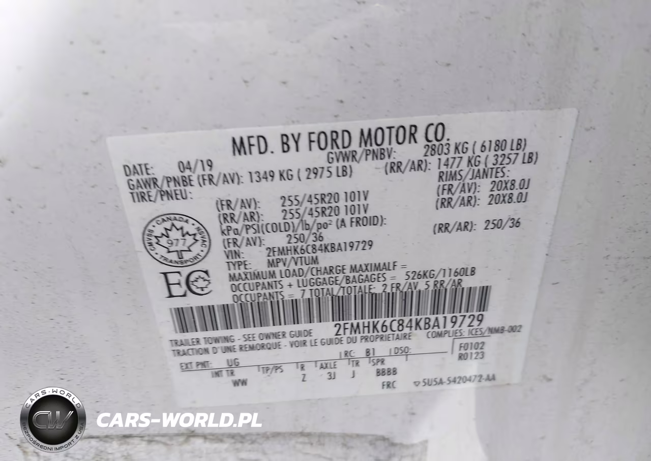 2019 Ford Flex Sel VIN:2FMHK6C84KBA19729 - 9
