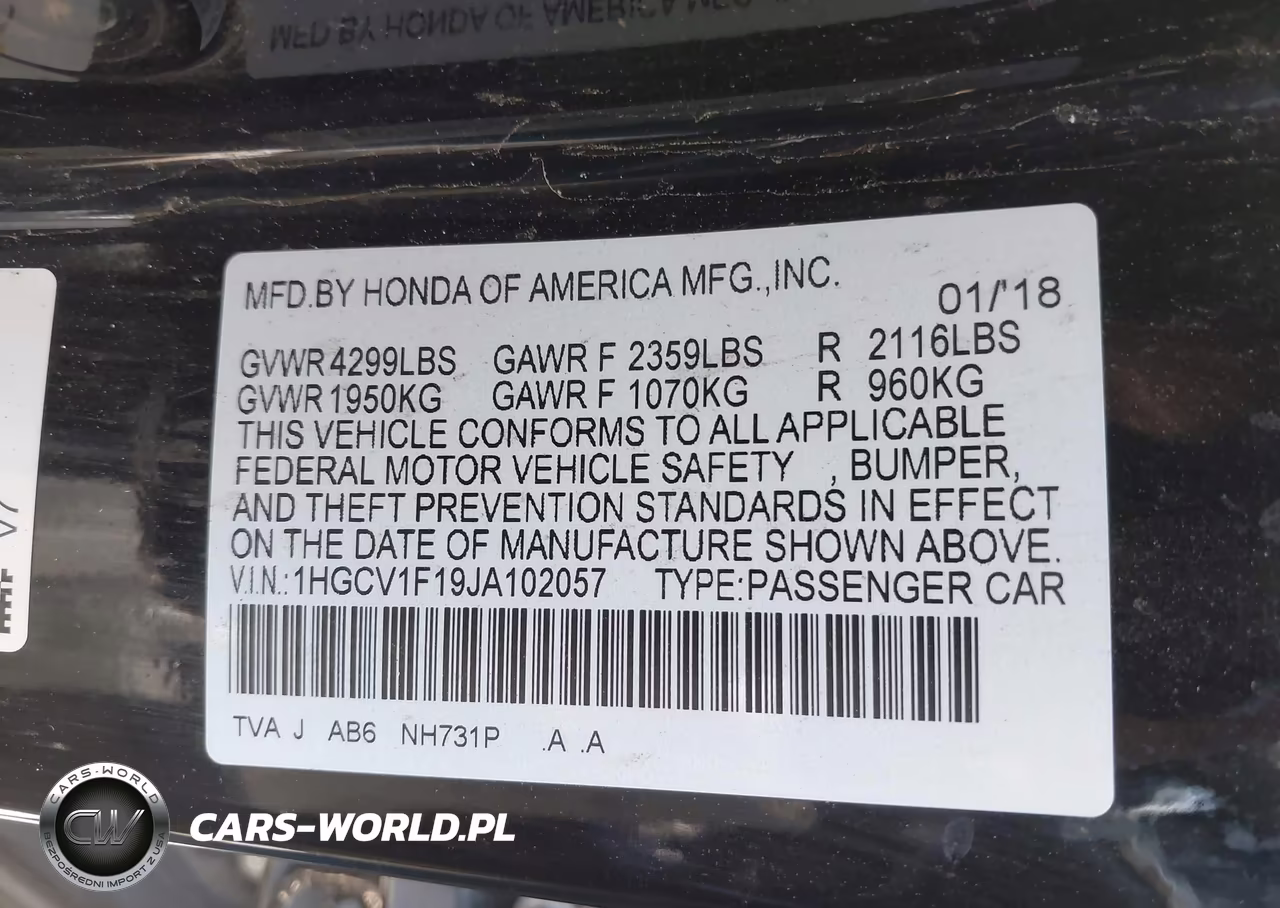 2018 Honda Accord Lx VIN:1HGCV1F19JA102057 - 9
