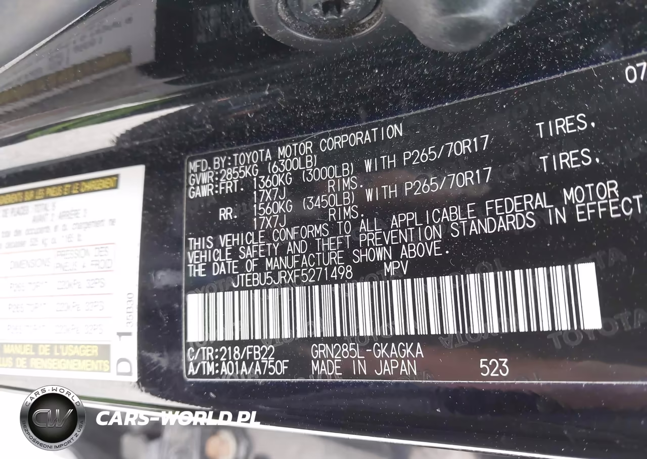 2015 Toyota 4Runner Sr5 VIN:JTEBU5JRXF5271498 - 9