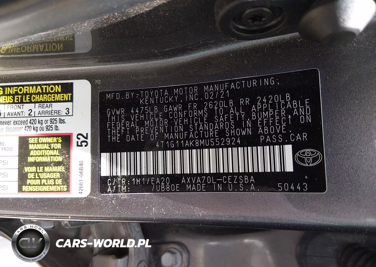 2021 Toyota Camry Se VIN:4T1G11AK8MU552924 - 9