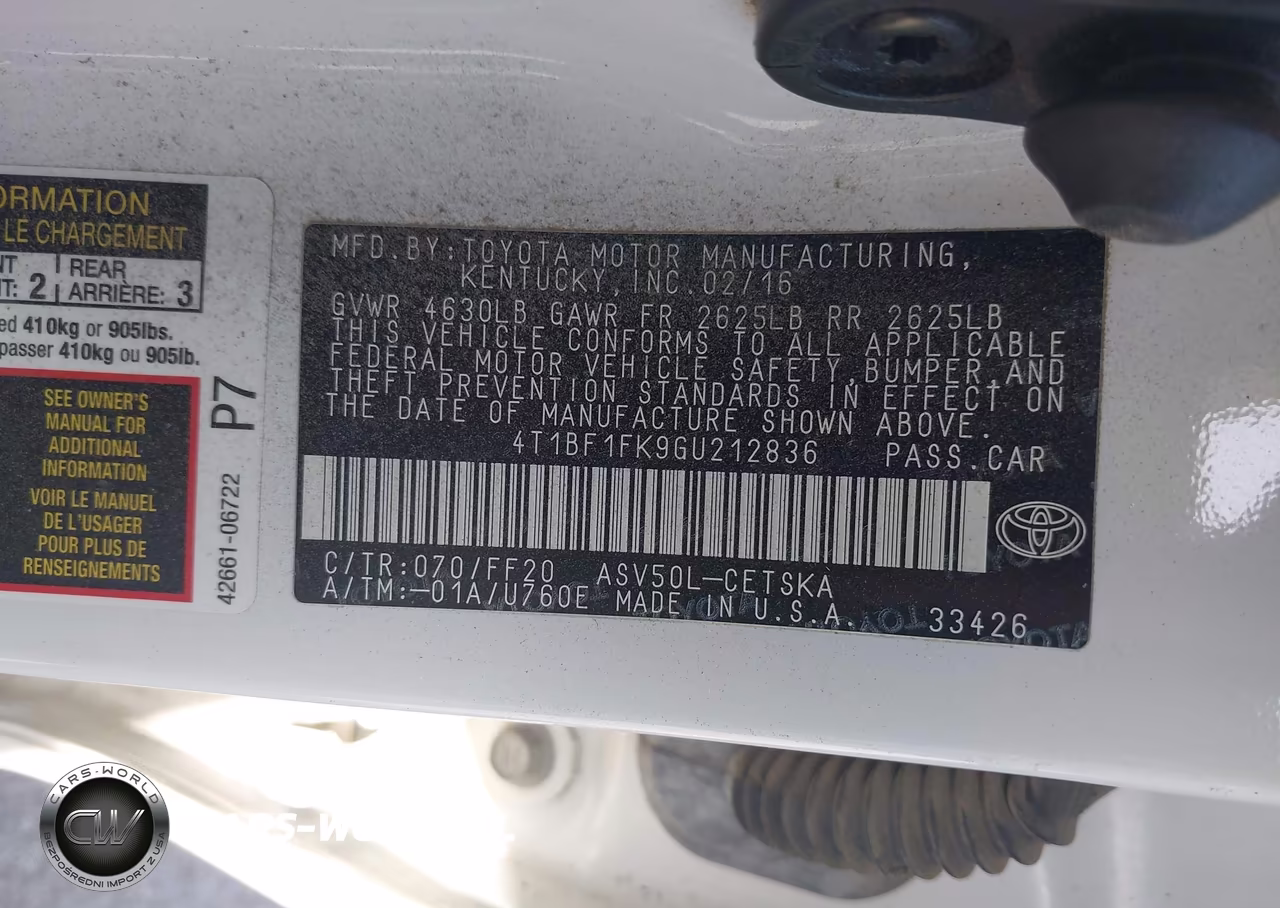2016 Toyota Camry Se VIN:4T1BF1FK9GU212836 - 9