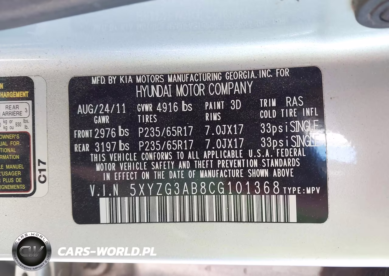 2012 Hyundai Santa Fe Gls VIN:5XYZG3AB8CG101368 - 9