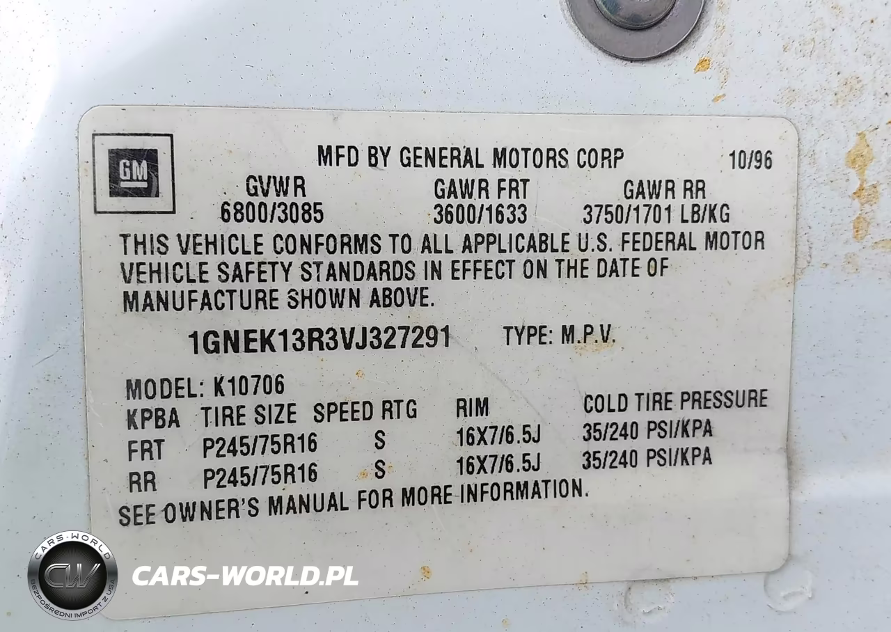 1997 Chevrolet Tahoe Ls VIN:1GNEK13R3VJ327291 - 9