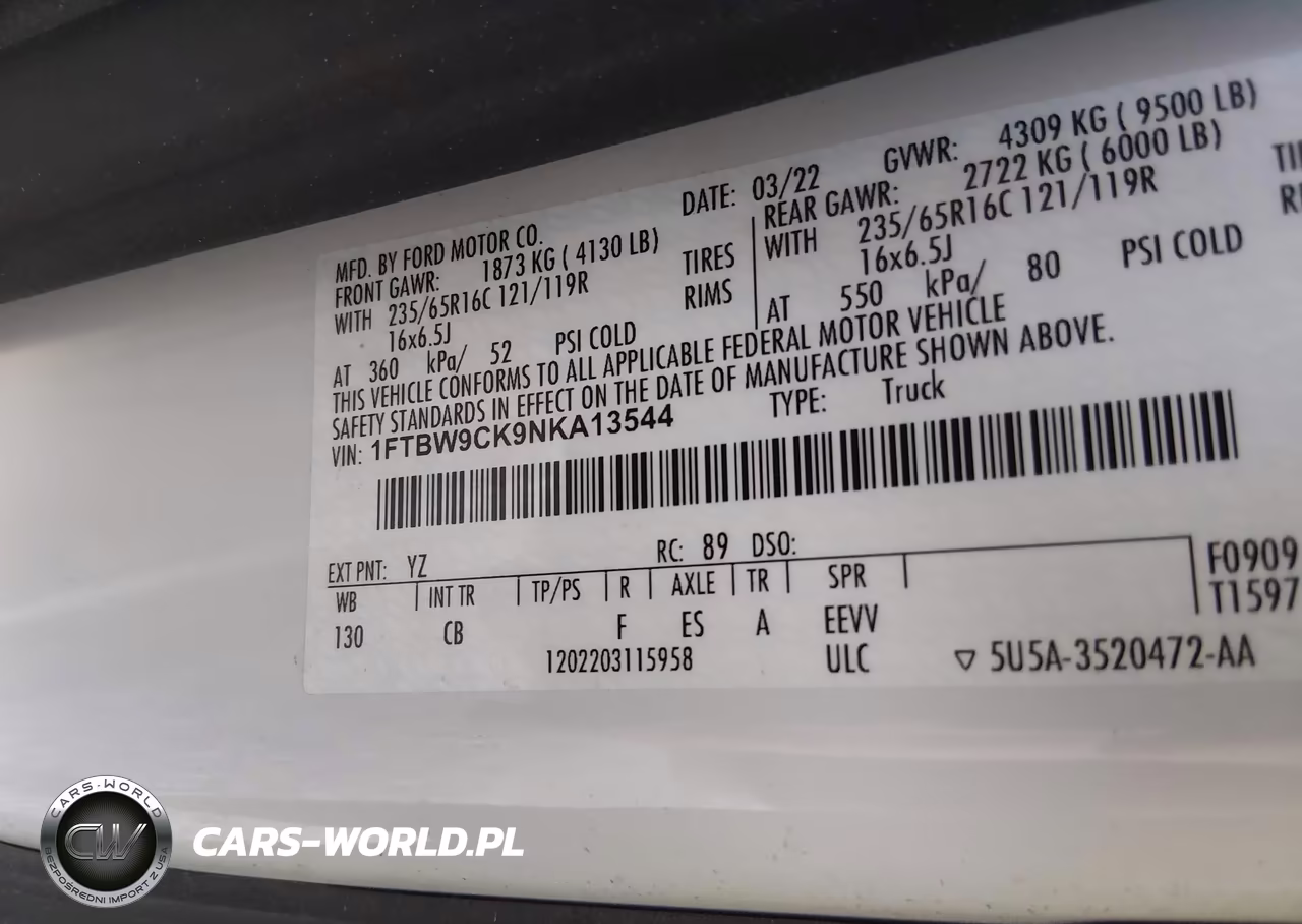2022 Ford E-Transit-350 VIN:1FTBW9CK9NKA13544 - 9