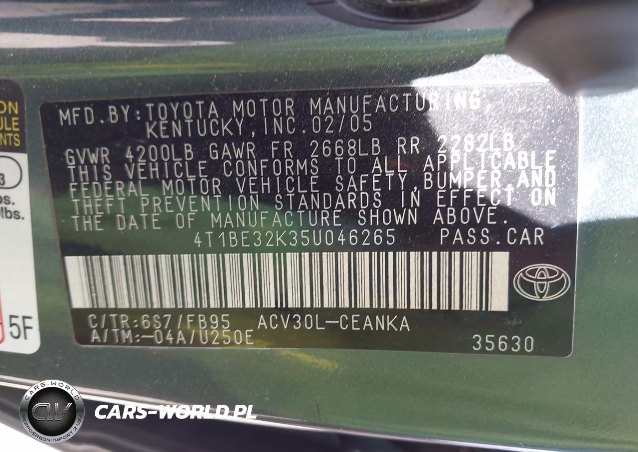 2005 Toyota Camry Le VIN:4T1BE32K35U046265 - 9