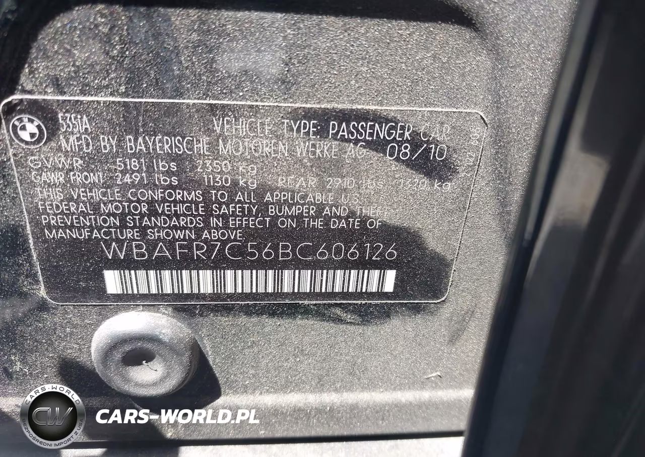 2011 BMW 535I VIN:WBAFR7C56BC606126 - 9