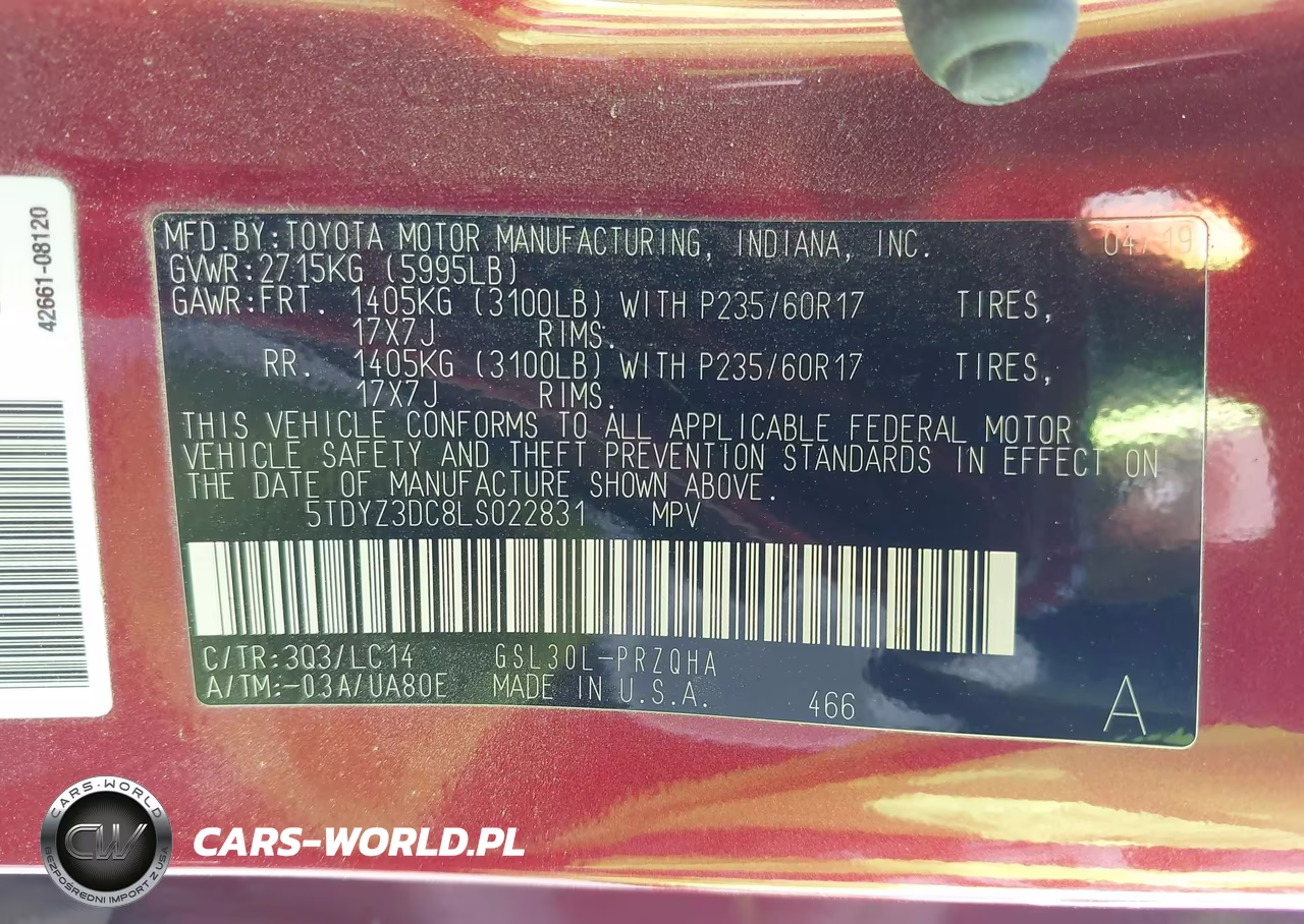 2020 Toyota Sienna Xle VIN:5TDYZ3DC8LS022831 - 9