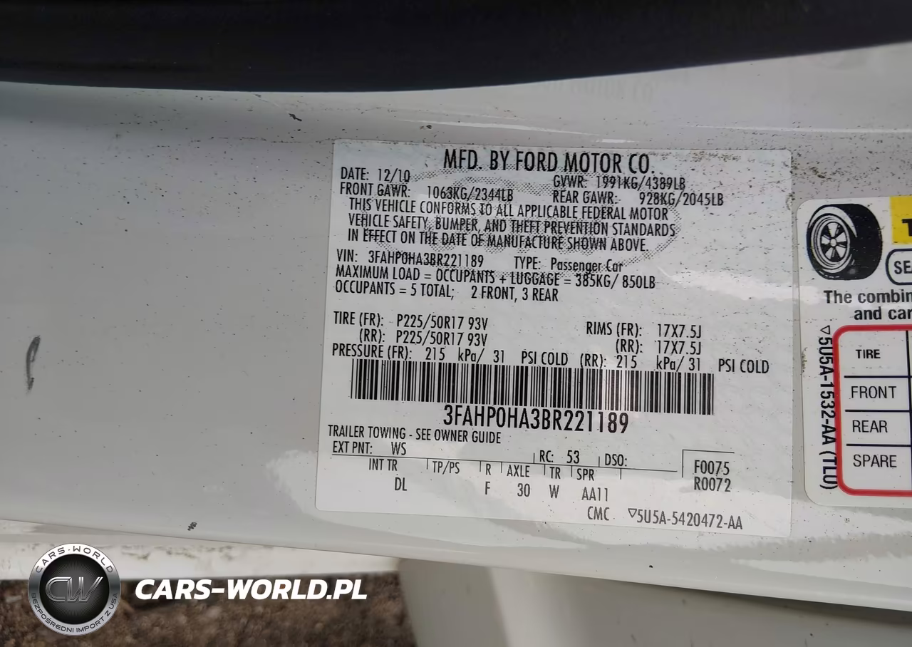 2011 Ford Fusion Se VIN:3FAHP0HA3BR221189 - 9
