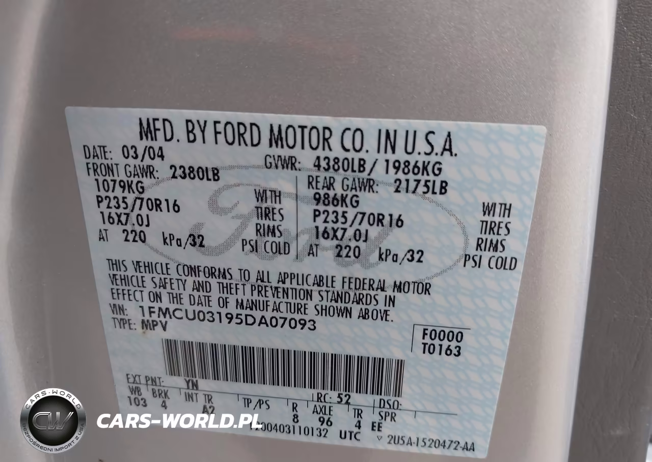 2005 Ford Escape Xlt VIN:1FMCU03195DA07093 - 9
