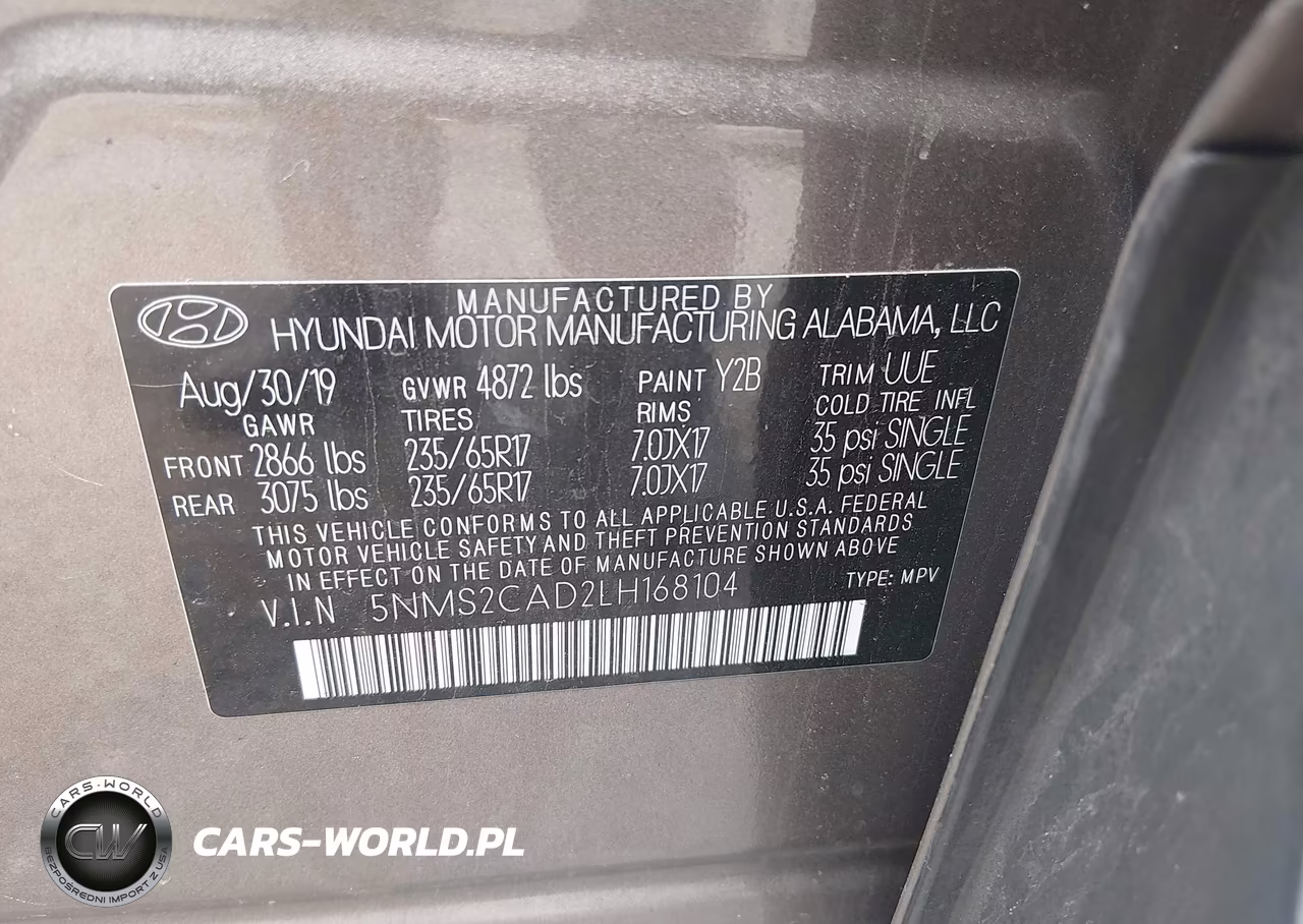 2020 Hyundai Santa Fe Se VIN:5NMS2CAD2LH168104 - 9
