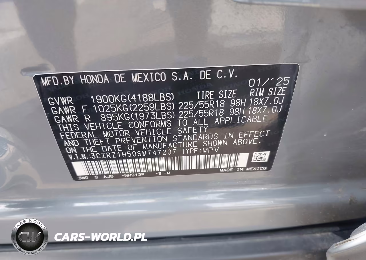 2025 Honda Hr-V 2Wd Sport VIN:3CZRZ1H50SM747207 - 9
