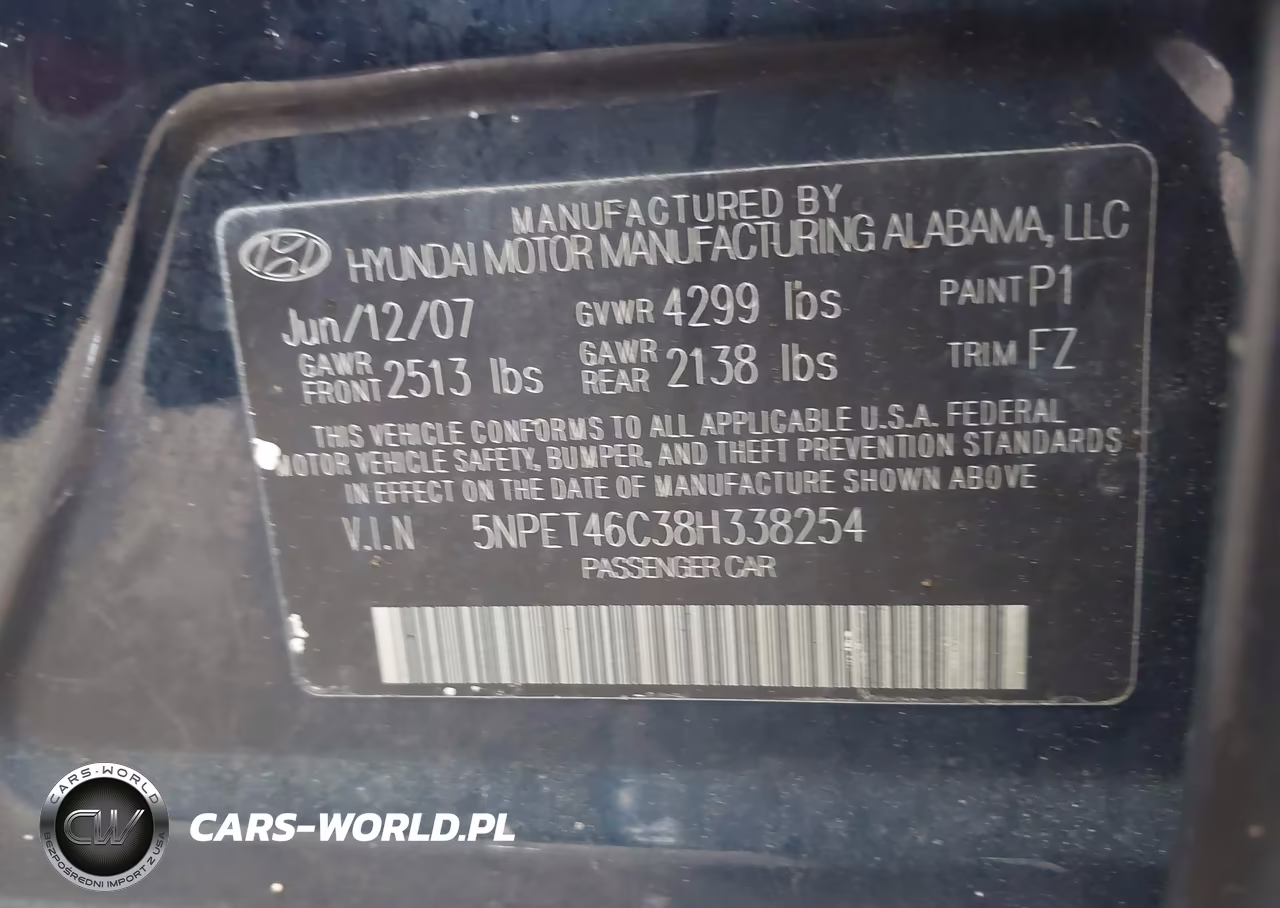 2008 Hyundai Sonata Gls VIN:5NPET46C38H338254 - 9