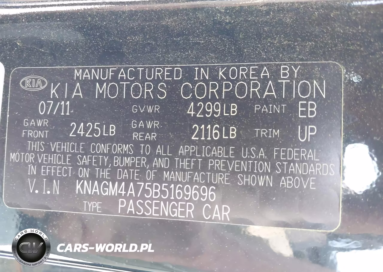 2011 Kia Optima Lx VIN:KNAGM4A75B5169696 - 9