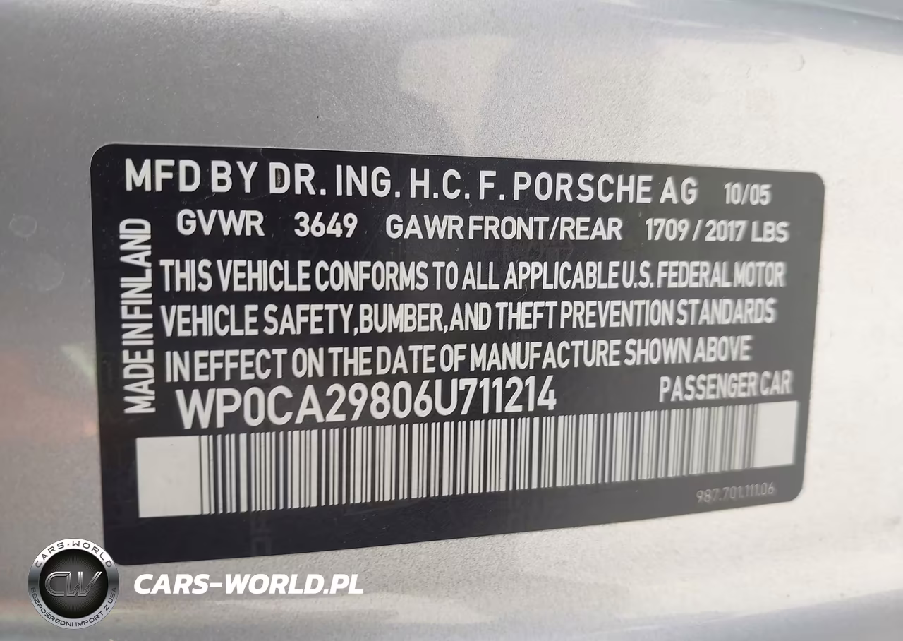 2006 Porsche Boxster VIN:WP0CA29806U711214 - 9