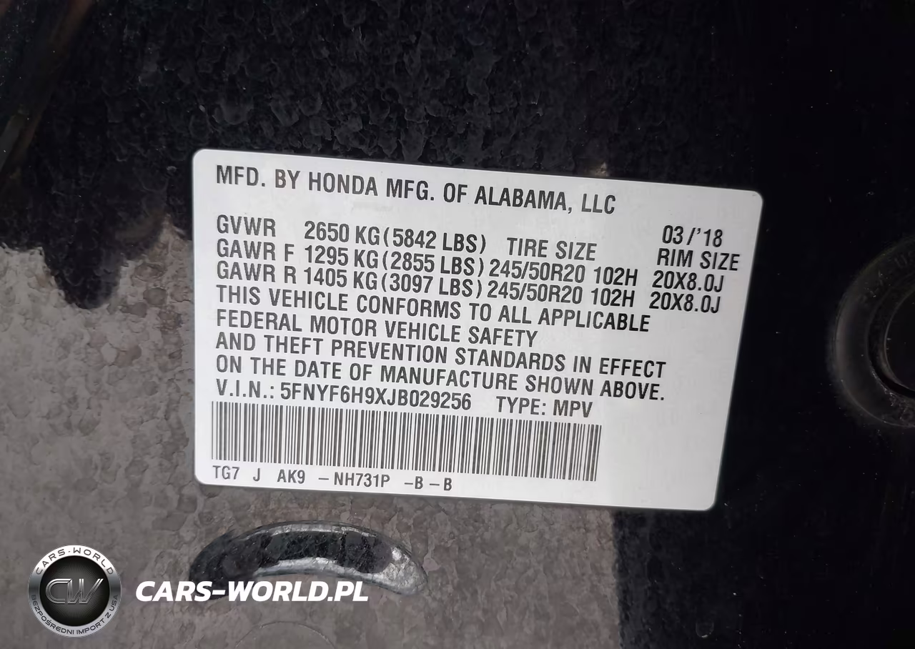 2018 Honda Pilot Touring VIN:5FNYF6H9XJB029256 - 9