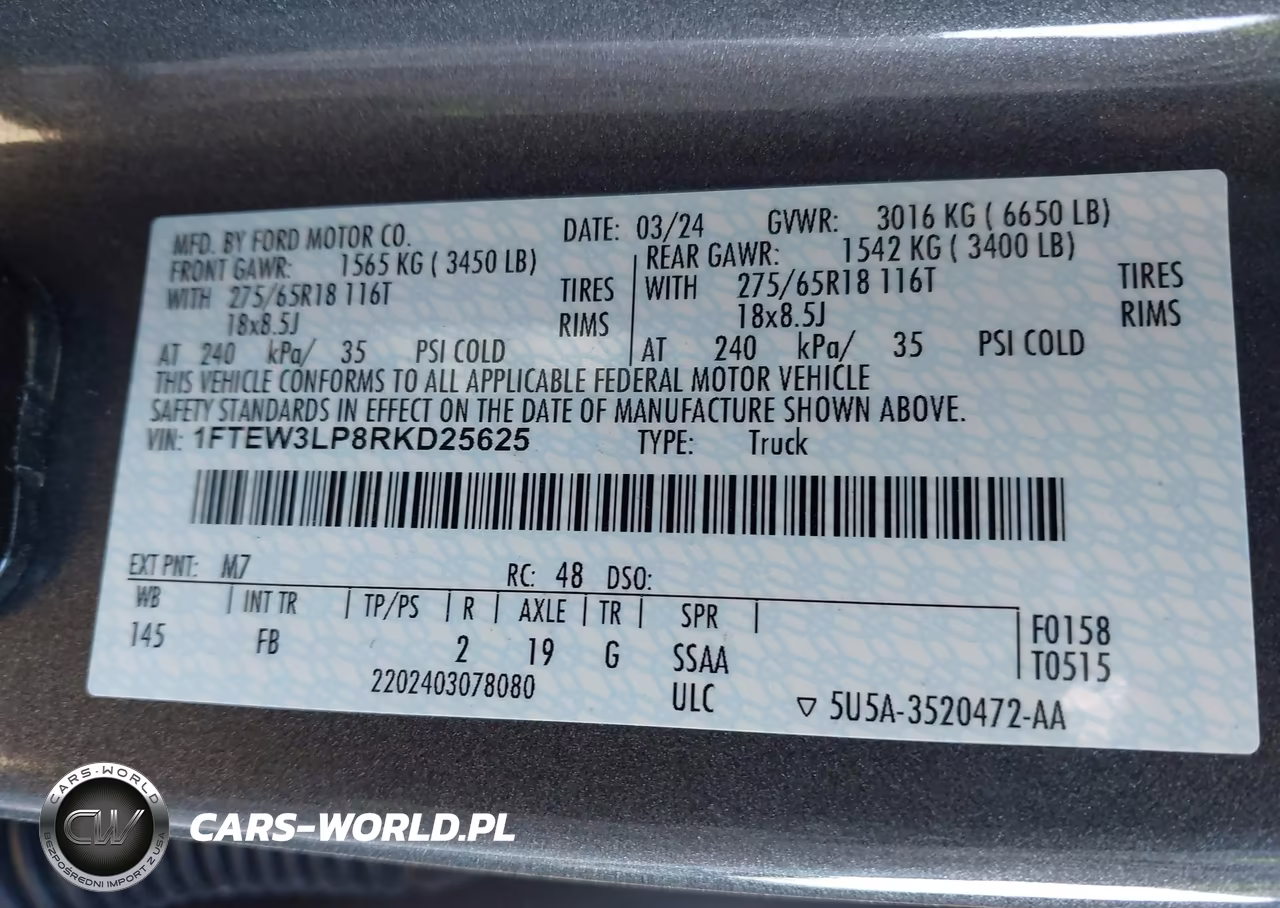 2024 Ford F-150 Xlt VIN:1FTEW3LP8RKD25625 - 9