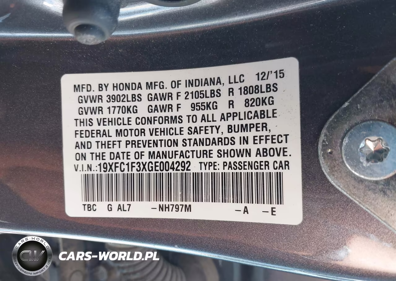 2016 Honda Civic Ex-T VIN:19XFC1F3XGE004292 - 9