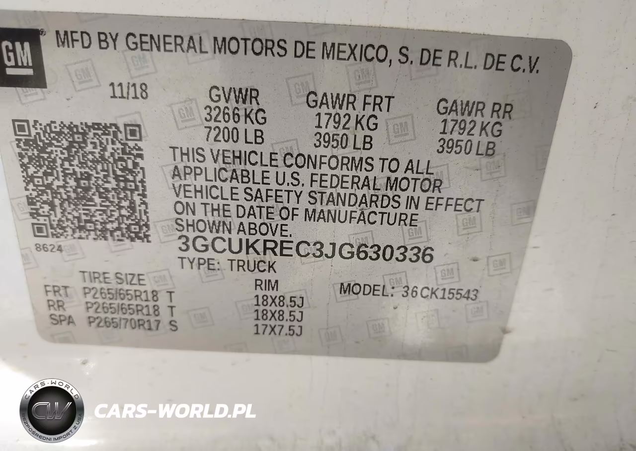 2018 Chevrolet Silverado 1500 2Lt VIN:3GCUKREC3JG630336 - 9