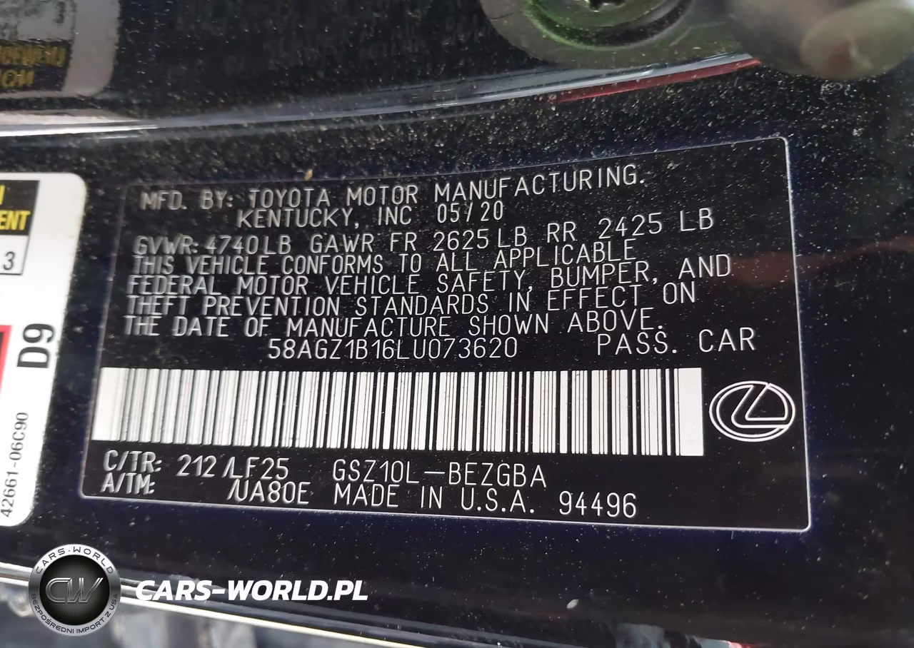 2020 Lexus Es 350 F Sport VIN:58AGZ1B16LU073620 - 9