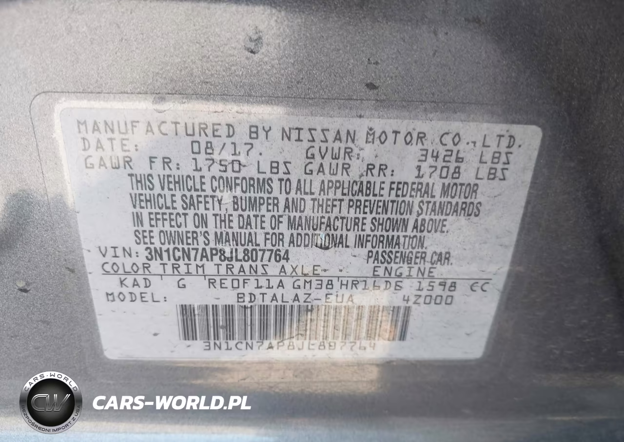 2018 Nissan Versa 1.6 S+ VIN:3N1CN7AP8JL807764 - 9