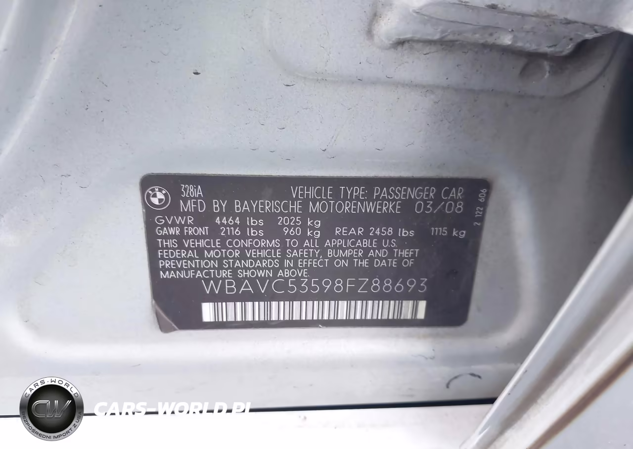 2008 BMW 328I VIN:WBAVC53598FZ88693 - 9