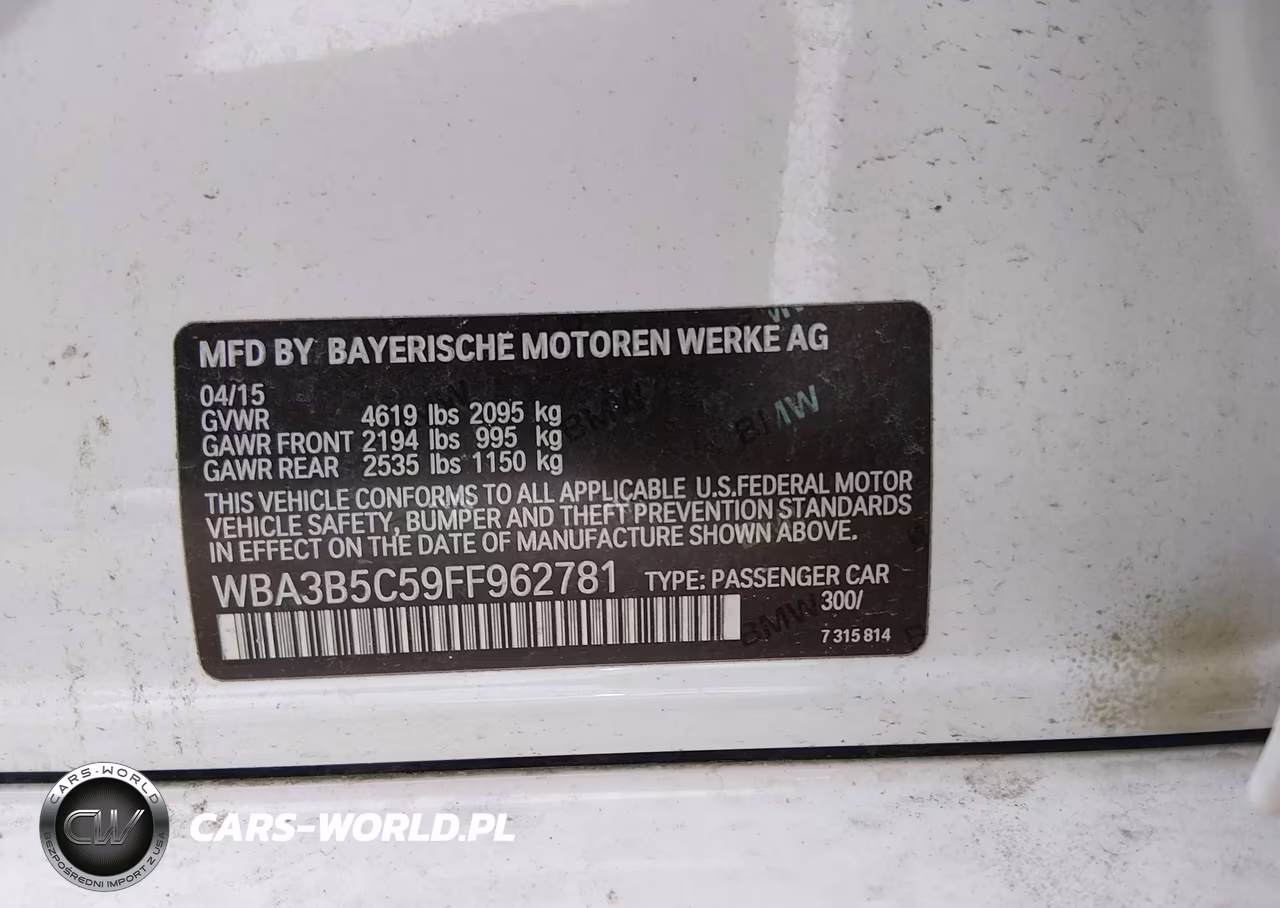 2015 BMW 328I xDrive VIN:WBA3B5C59FF962781 - 9