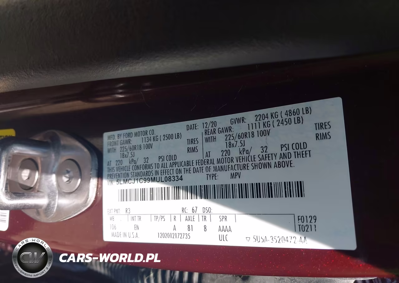 2021 Lincoln Corsair Standard VIN:5LMCJ1C99MUL08334 - 9