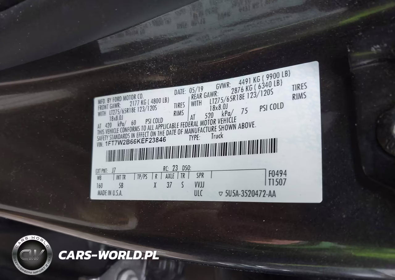 2019 Ford F-250 Lariat VIN:1FT7W2B66KEF23846 - 9