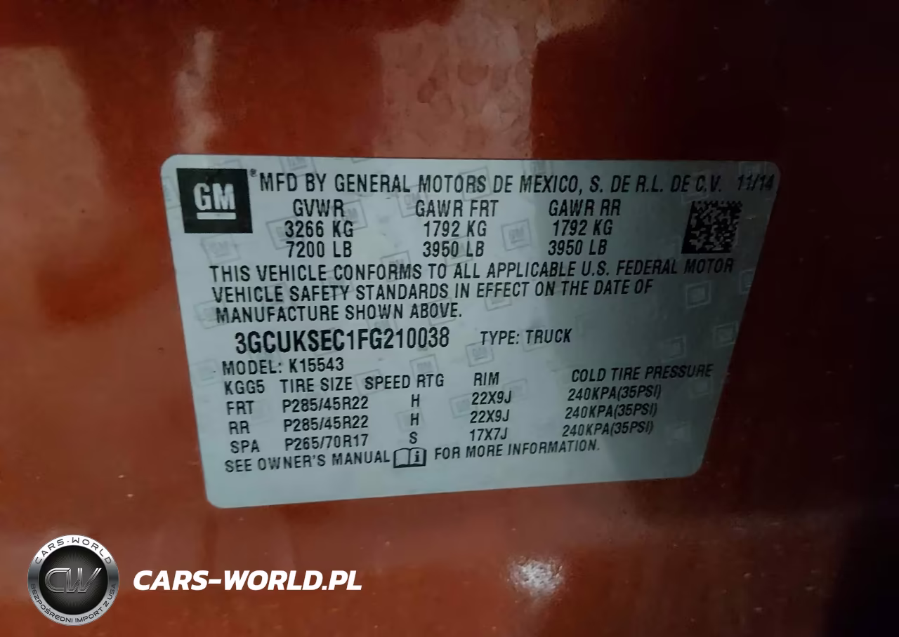 2015 Chevrolet Silverado 1500 2Lz VIN:3GCUKSEC1FG210038 - 9
