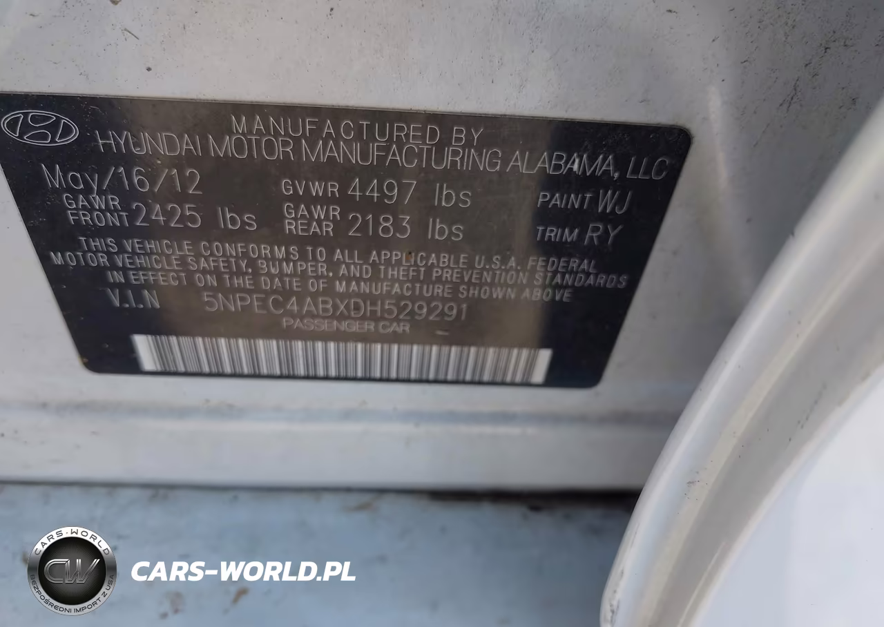 2013 Hyundai Sonata Se 2.0T VIN:5NPEC4ABXDH529291 - 9