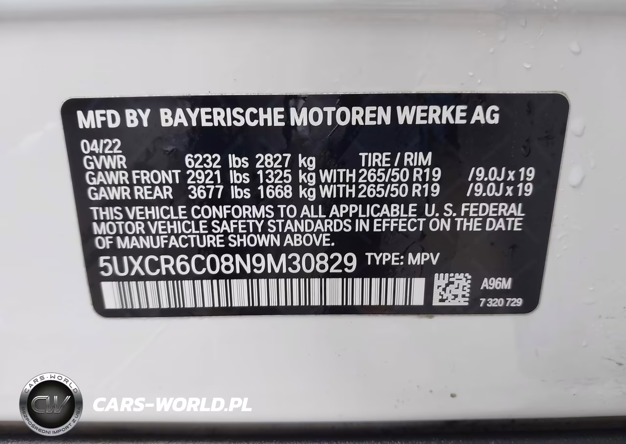 2022 BMW X5 xDrive40I VIN:5UXCR6C08N9M30829 - 9