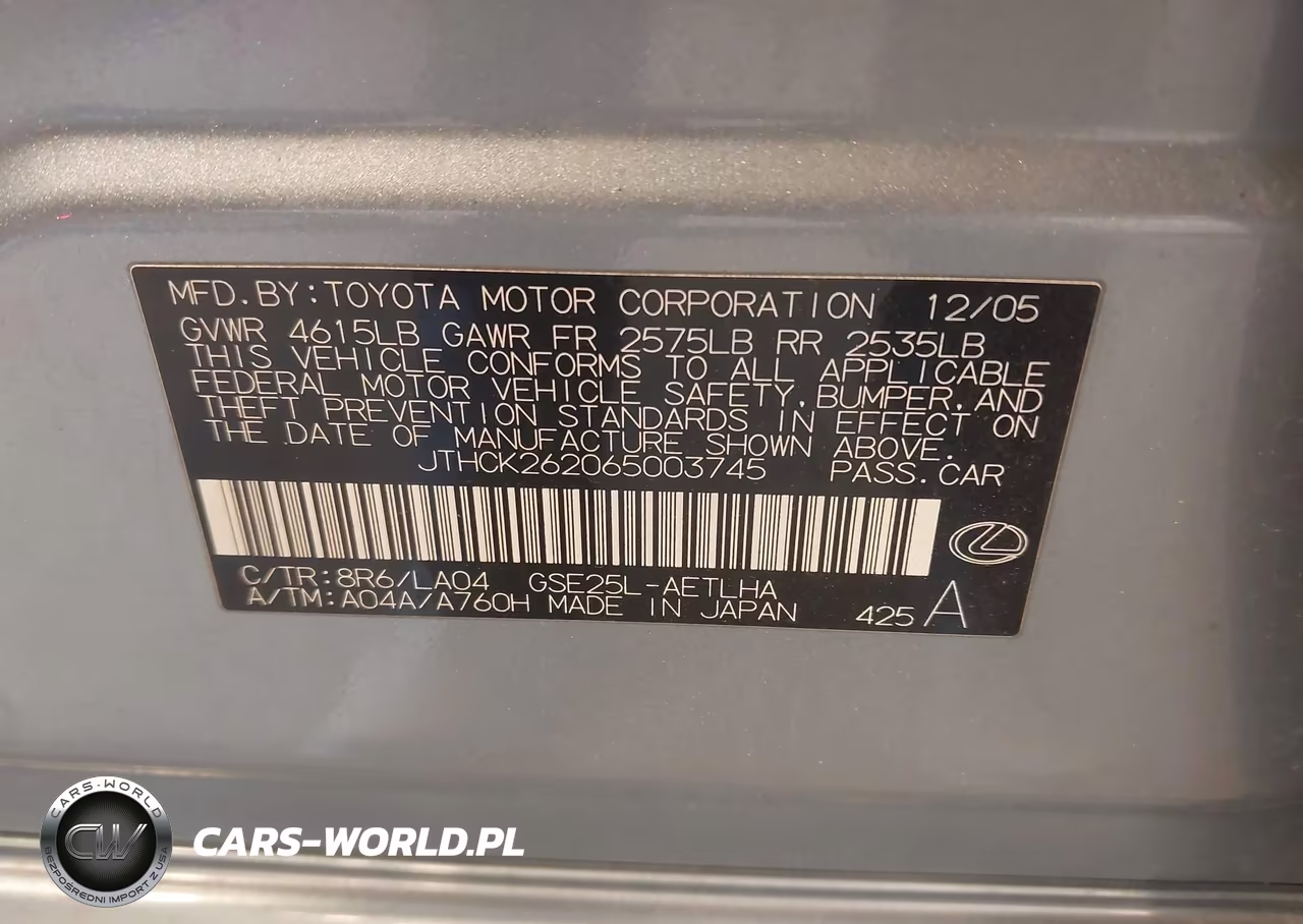 2006 Lexus Is 250 VIN:JTHCK262065003745 - 9
