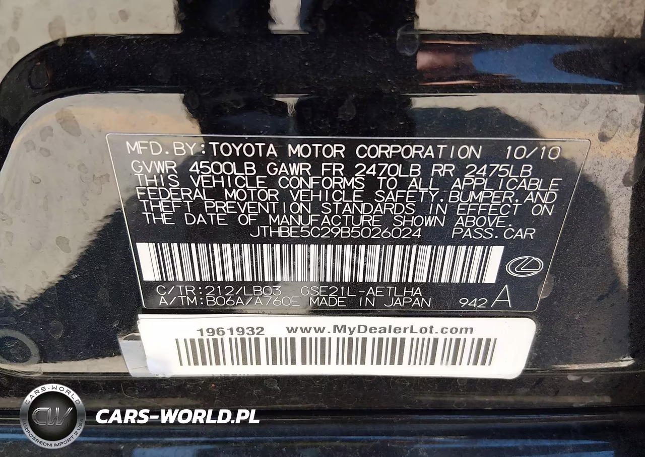 2011 Lexus Is 350 VIN:JTHBE5C29B5026024 - 9