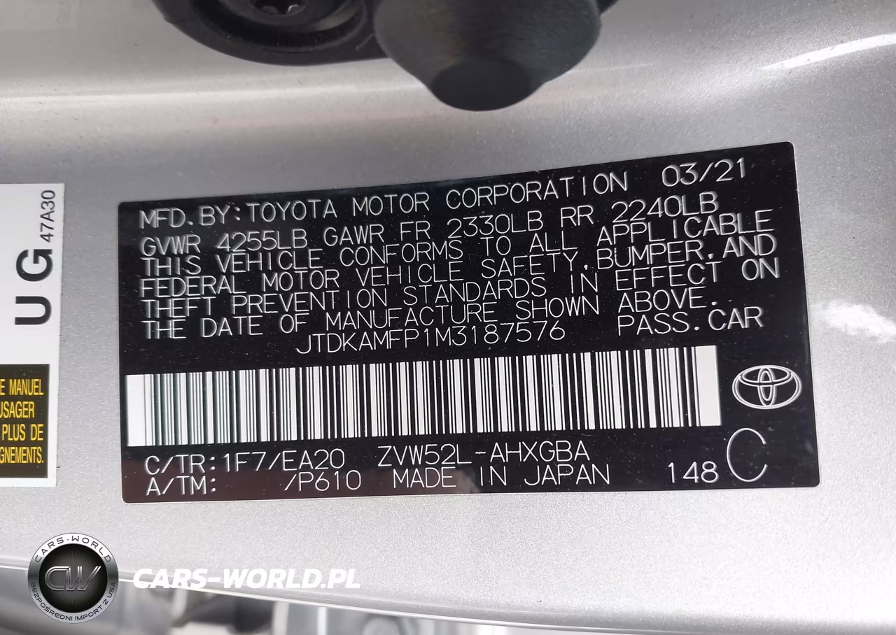 2021 Toyota Prius Prime Limited VIN:JTDKAMFP1M3187576 - 9