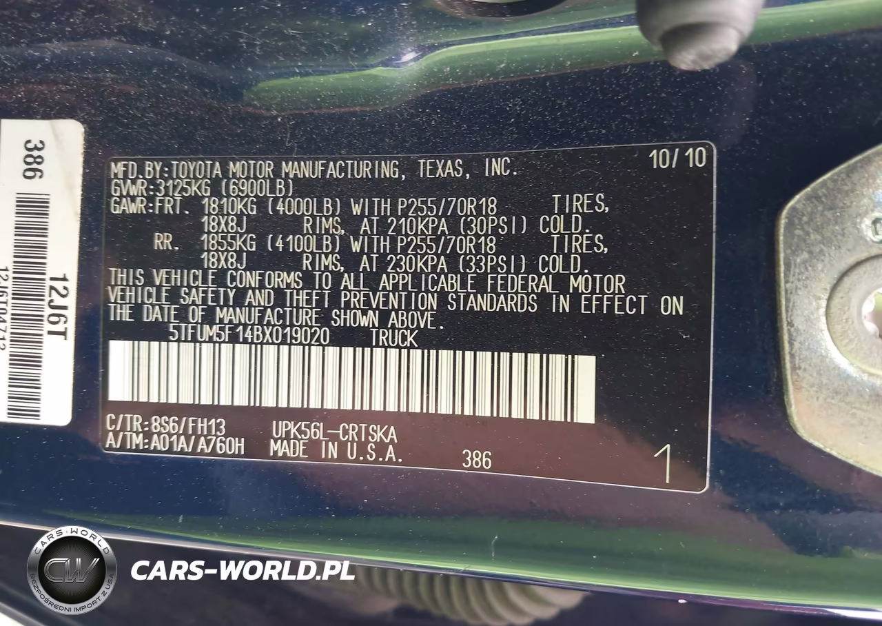 2011 Toyota Tundra Grade 4.6L V8 VIN:5TFUM5F14BX019020 - 9