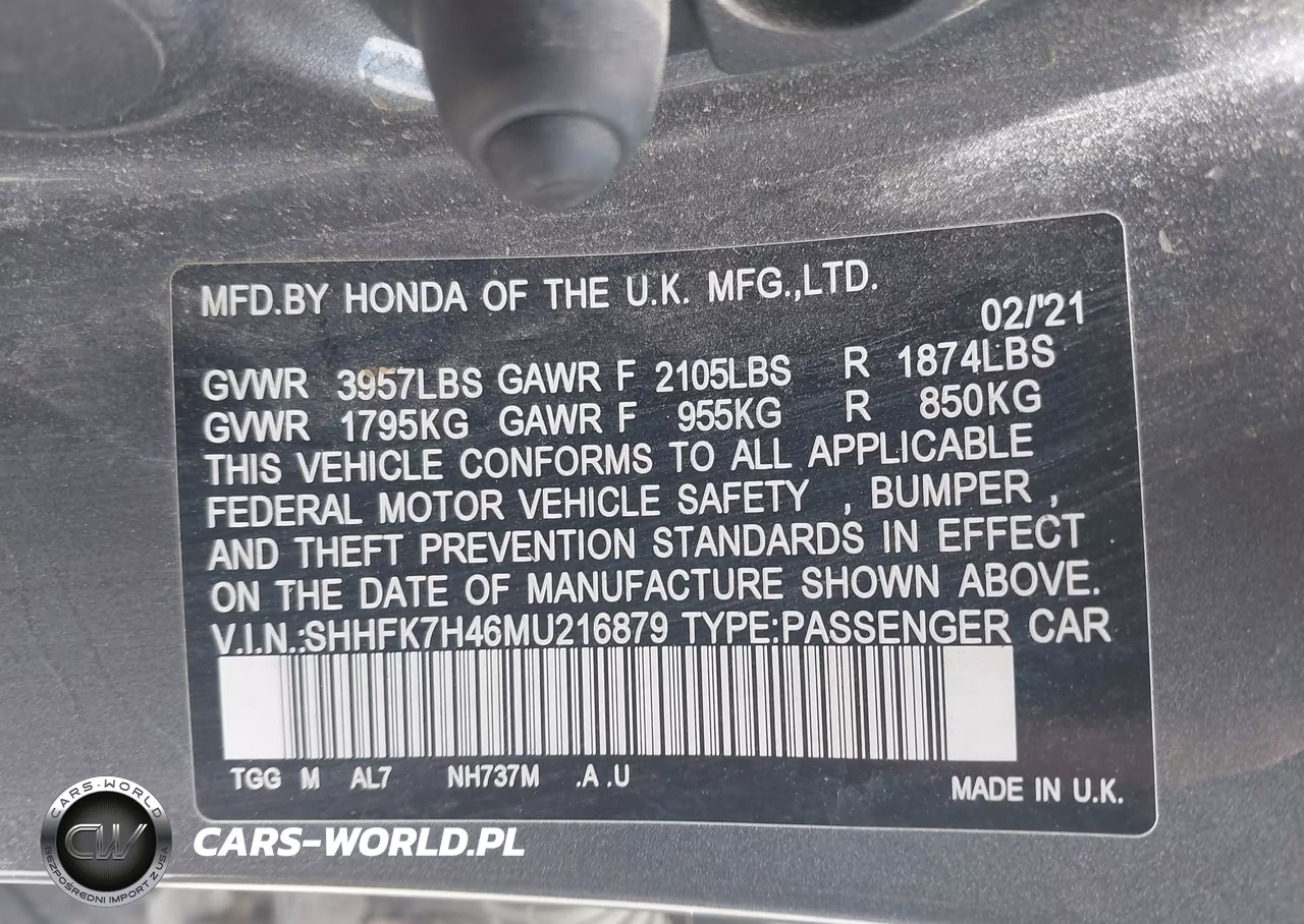 2021 Honda Civic Sport VIN:SHHFK7H46MU216879 - 9