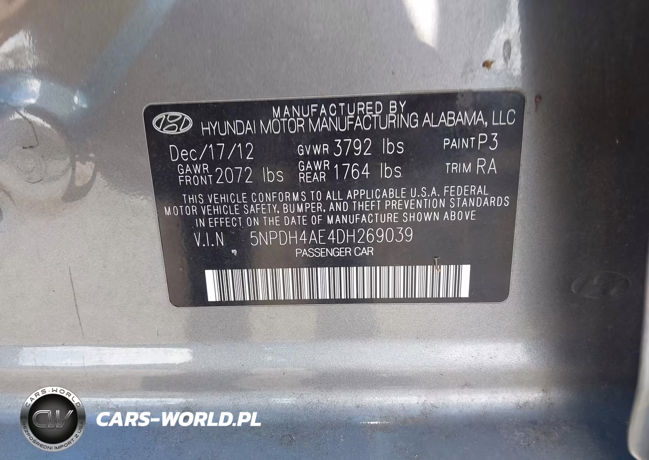 2013 Hyundai Elantra Gls VIN:5NPDH4AE4DH269039 - 9