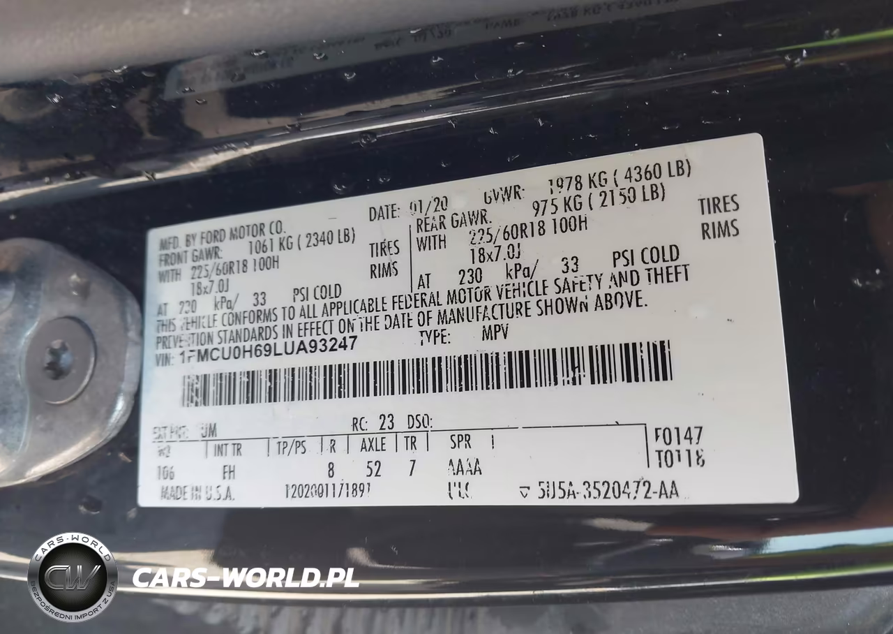 2020 Ford Escape Sel VIN:1FMCU0H69LUA93247 - 9