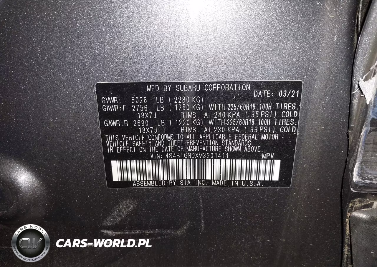 2021 Subaru Outback Limited Xt VIN:4S4BTGNDXM3201411 - 9