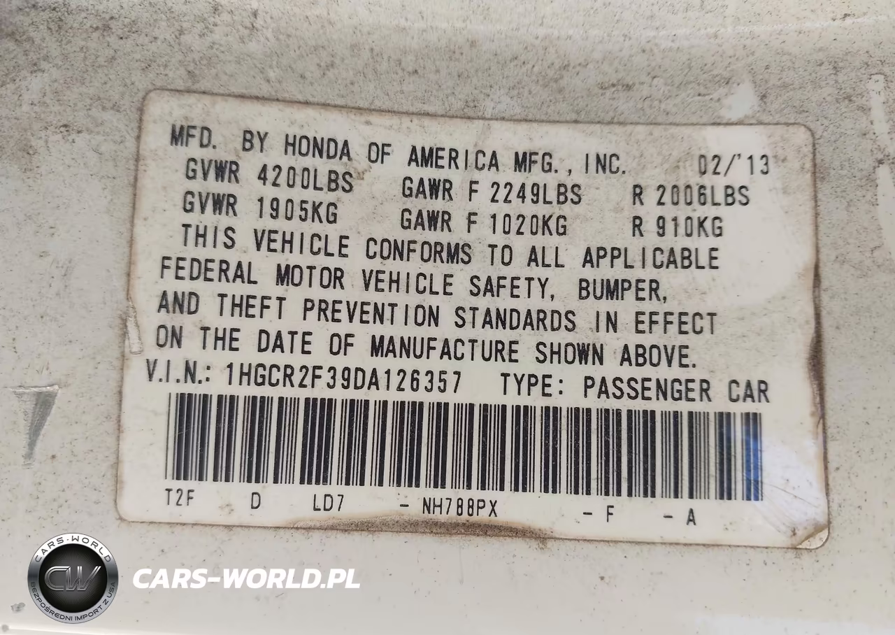 2013 Honda Accord Lx VIN:1HGCR2F39DA126357 - 9
