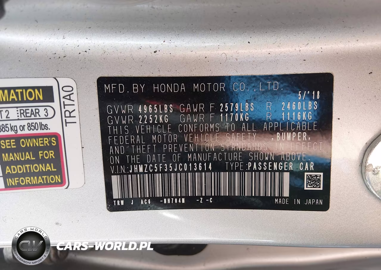 2018 Honda Clarity Plug-In Hybrid Touring VIN:JHMZC5F35JC013614 - 9