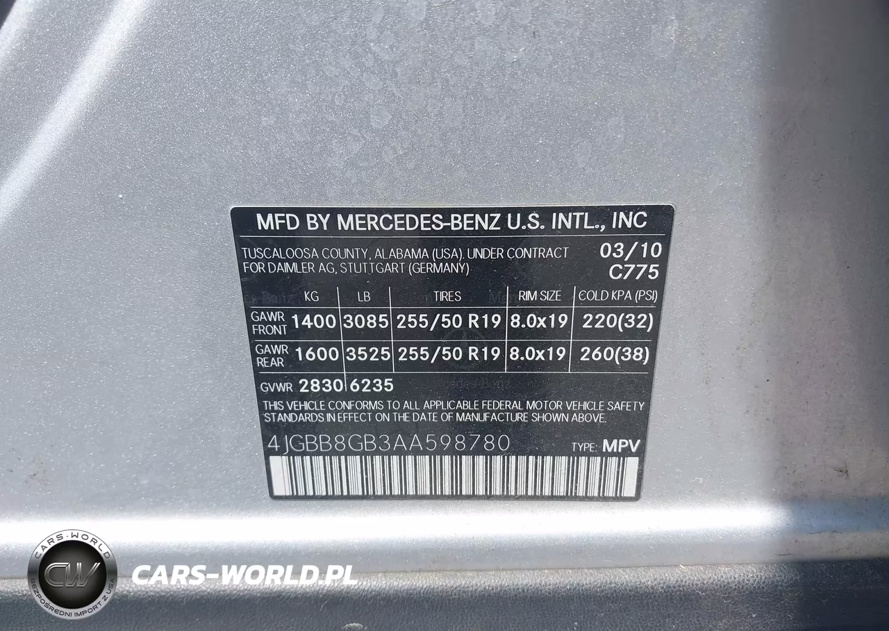 2010 Mercedes-Benz Ml 350 4Matic VIN:4JGBB8GB3AA598780 - 9
