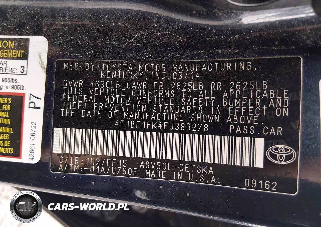 2014 Toyota Camry Se VIN:4T1BF1FK4EU383278 - 9