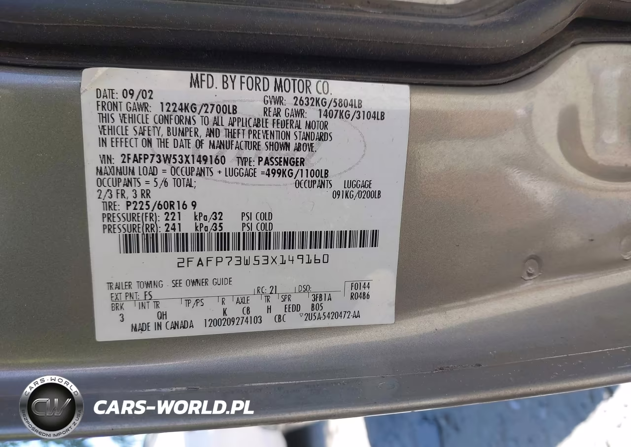 2003 Ford Crown Victoria Standard VIN:2FAFP73W53X149160 - 9