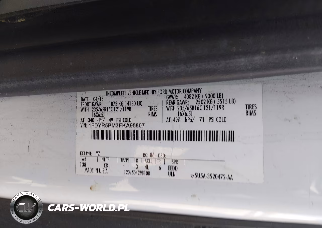 2015 Ford Transit-250 Cutaway VIN:1FDYR5PM3FKA95807 - 9